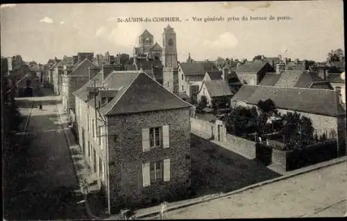 Ak Saint Aubin sur Cormier Ille et Vilaine, Vue generale prise du bureau de poste