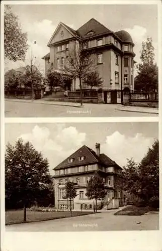 Ak Chemnitz in Sachsen, Vorder- und Gartenansicht eines Gebäudes, Diakonissenhaus, Bäume um das H