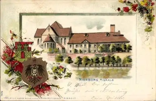 Präge Wappen Litho Nienburg in Sachsen Anhalt, Klosterkirche
