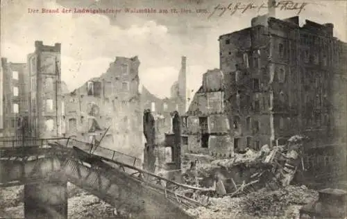 Ak Ludwigshafen am Rhein, Brand der Walzmühle 1905
