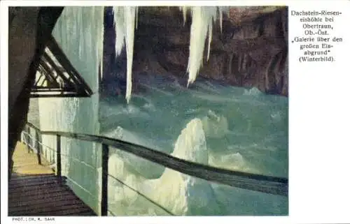 Ak Obertraun Oberösterreich, Eishöhle, Winterbild, Galerie, großer Eisabgrund, Dr. R. Saar