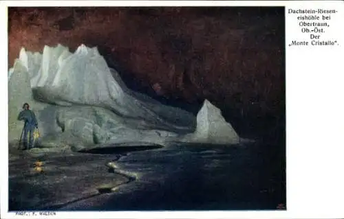 Ak Obertraun Oberösterreich, Dachstein-Riesenhöhle, Monte Cristallo, F. Walden, Eislandschaft