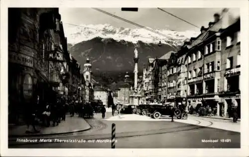 Ak Innsbruck Tirol, Maria-Theresiastraße, Nordkette