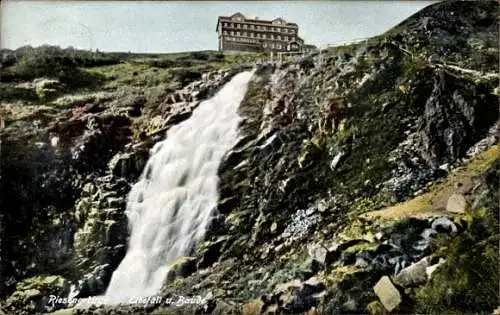 Ak Riesengebirge, Elbfallbaude, Labská bouda, Elbfall