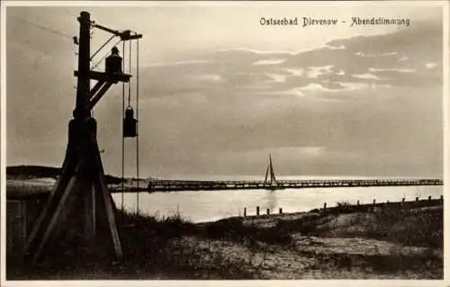Ak Dziwnów Ostseebad Dievenow Pommern, Ostseebad  Abendstimmung, Leuchtturm, See, Himmel