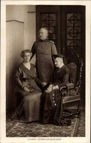 Ak Adel Baden, Friedrich II., Hilda, Luise, Großherzogsfamilie