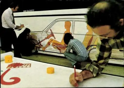 Ak Opel Design, Wandzeichnungen, Automobil-Designer