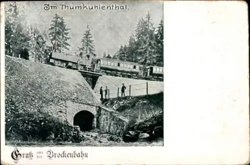 Ak Brocken Nationalpark Harz, Deutsche Eisenbahn, Brockenbahn, Thumkuhlenthal