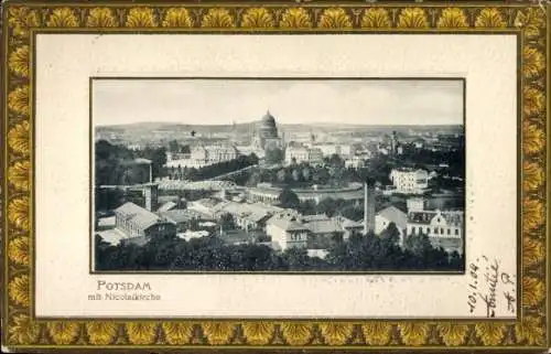 Präge Passepartout Ak Potsdam, Panorama, Nicolaikirche