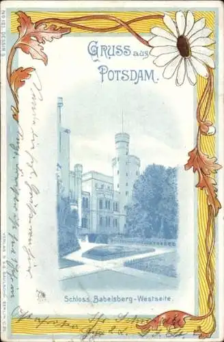 Jugendstil Litho Potsdam, Schloss Babelsberg, Westseite