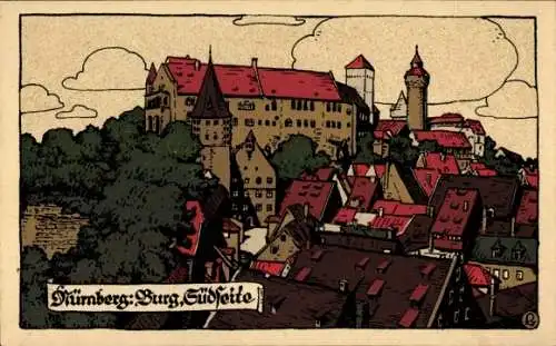 Steindruck Ak Nürnberg in Mittelfranken, Burg