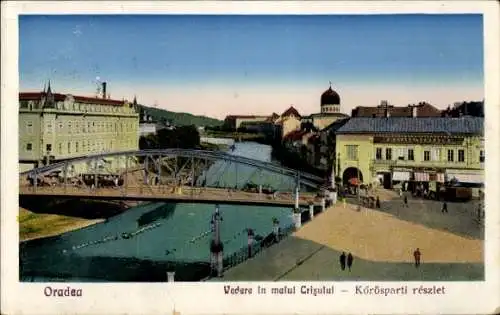 Ak Oradea Großwardein Nagyvárad Rumänien, Gesamtansicht, Brücke