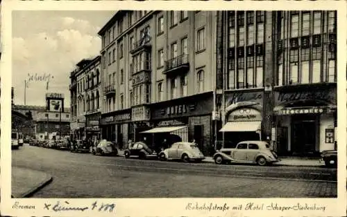 Ak Hansestadt Bremen, Bahnhofstraße, Hotel Schaper-Siedenburg