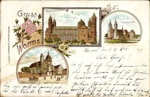 Litho Worms am Rhein, Dom, Kirche