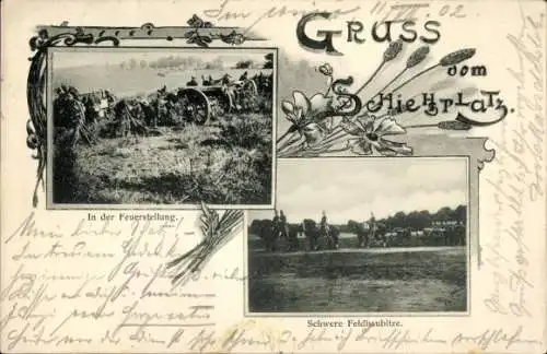 Ak Wahn Köln, Schießplatz Wahn, Schwere Feldhaubitze, Feuerstellung