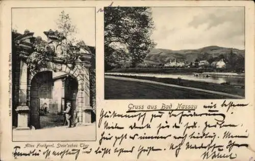 Ak Bad Nassau an der Lahn, Gesamtansicht, Freiherrl. Stein'sches Tor