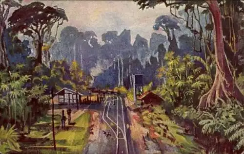 Künstler Ak Vollbehr, Kamerun, Kameruner Eisenbahn