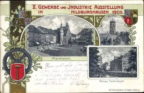 Wappen Ak Hildburghausen in Thüringen, II. Gewerbe und Industrieausstellung 1905, Neues Technikum