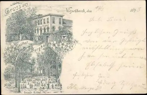 Litho Vieselbach Erfurt in Thüringen, Gasthof zum Burghof