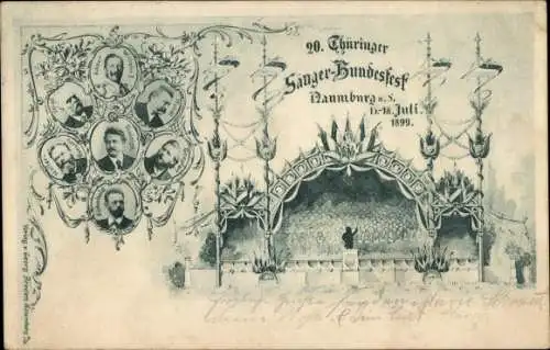 Ak Naumburg an der Saale, 20. Thüringer Sänger-Bundes-Sängerfest 1899