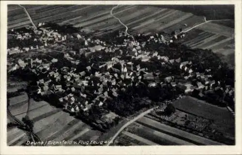 Ak Deuna Niederorschel im Eichsfeld Thüringen, Luftaufnahme von Deuna/Eichsfeld, typisches ländli