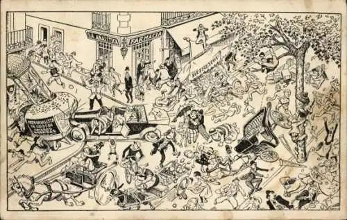 Ak Barcelona Katalonien Spanien, Verkehr, Straße, Chaos