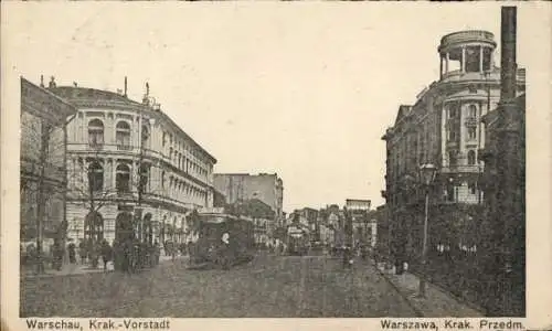 Ak Warszawa Warschau Polen, Krakowskie Przedmieście, Krakauer Vorstadt