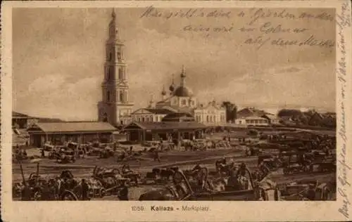 Ak Kalisz Kalisch Posen, Marktplatz, Kirche, 1. WK
