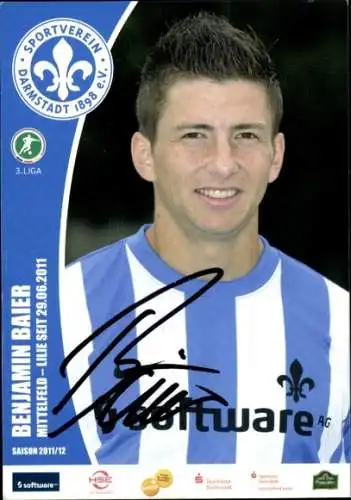 Autogrammkarte Fußballer Benjamin Baier, SV Darmstadt 98, Autogramm