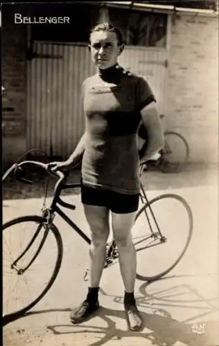 Ak Radrennsport, Radrennfahrer Bellenger, Fahrrad