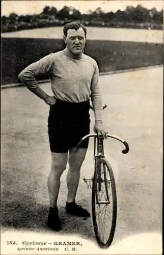 Ak Radrennsport, Radrennfahrer Kramer, amerikanischer Sprinter