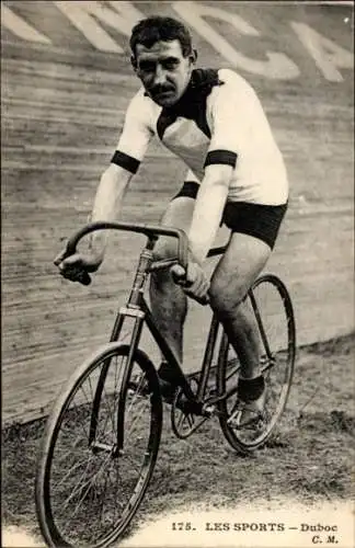 Ak Radrennsport, Radrennfahrer Duboc, Radrennbahn