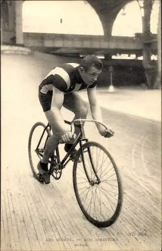 Ak Radrennsport, Radrennfahrer Dupre, Sprinter, Radrennbahn