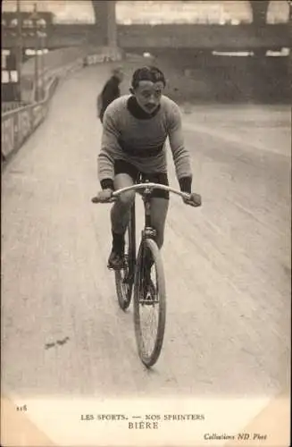 Ak Radrennsport, Radrennfahrer Bière, Sprinter, Radrennbahn