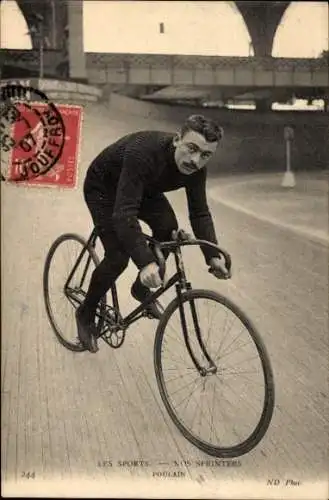 Ak Radrennsport, Radrennfahrer Poulain, Sprinter, Radrennbahn