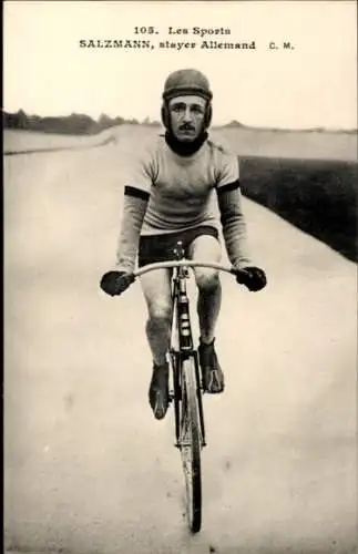 Ak Radrennsport, Radrennfahrer Salzmann, deutscher Steher