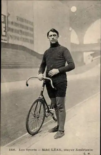 Ak Radrennsport, Radrennfahrer MacLean, amerikanischer Steher