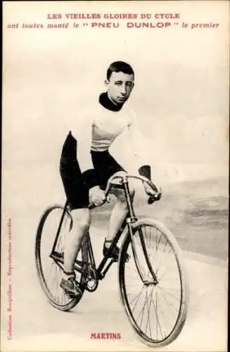 Ak Radrennsport, Radrennfahrer Martins, Fahrrad, Reifen Dunlop