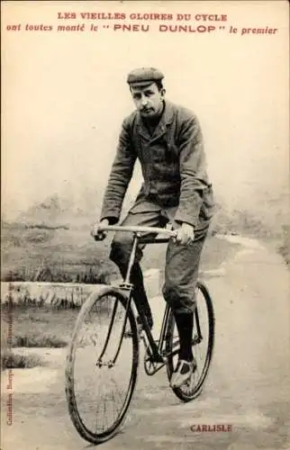 Ak Radrennsport, Radrennfahrer Carlisle, Fahrrad, Reifen Dunlop