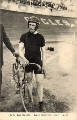 Ak Radrennsport, Radrennfahrer Leon Didier, Steher, Radrennbahn