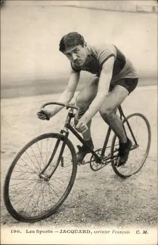 Ak Radrennsport, Radrennfahrer Jacquard, französischer Sprinter