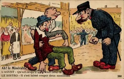 Ak Betrunkener Mann mit roter Nase, Polizist