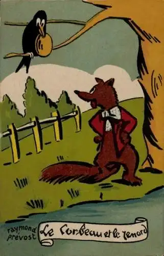 Künstler Ak Prevost, R., Vom Fuchs und Raben