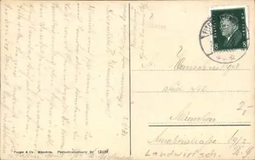 Ak Bäuerin beim Melken einer Kuh, Wohnhaus