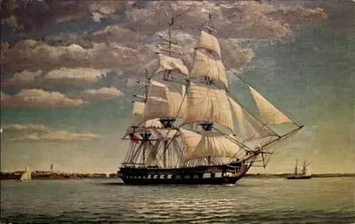 Ak Baltimore Maryland USA, Die Fregatte Constellation auf ihrer Jungfernfahrt im Jahr 1798. Si...