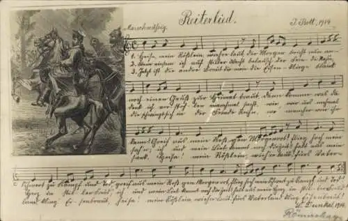 Lied Ak Reiterlied, I. WK, J. Bott, 1914