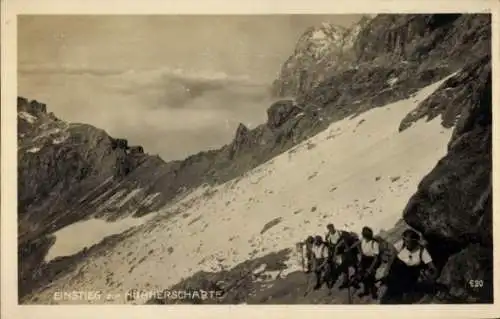 Ak Einstieg zur Hühnerscharte, Bergsteiger