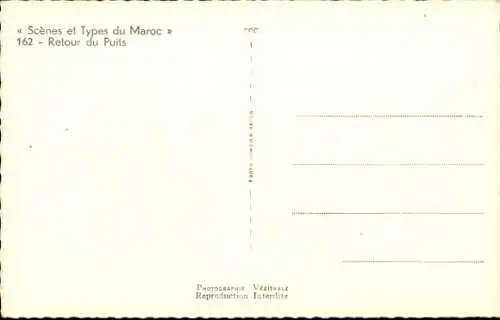 CPA Scènes et Types du Maroc, Retour du Puits