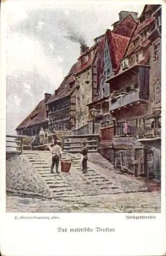 Künstler Ak Günther Naumburg, Wrocław Breslau Schlesien, Weißgerberohle
