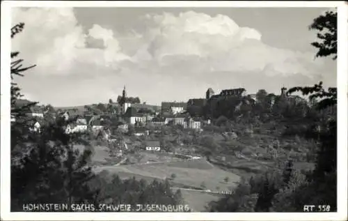 Ak Hohnstein b. Neustadt, Blick zum Ort, Jugendburg